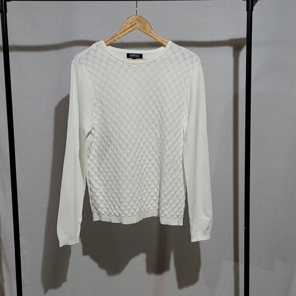 Buffalo David Bitton sweater white pull over preppy long sleeve cottagecore XL - Picture 5 of 16